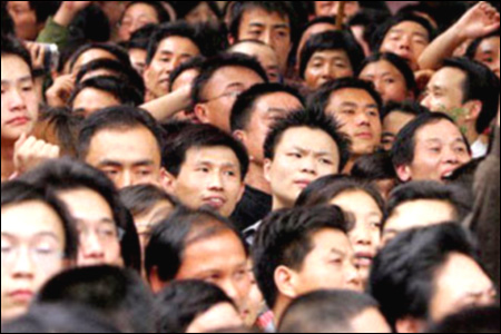 There are over a billion people China Of those 13 billion or so people 